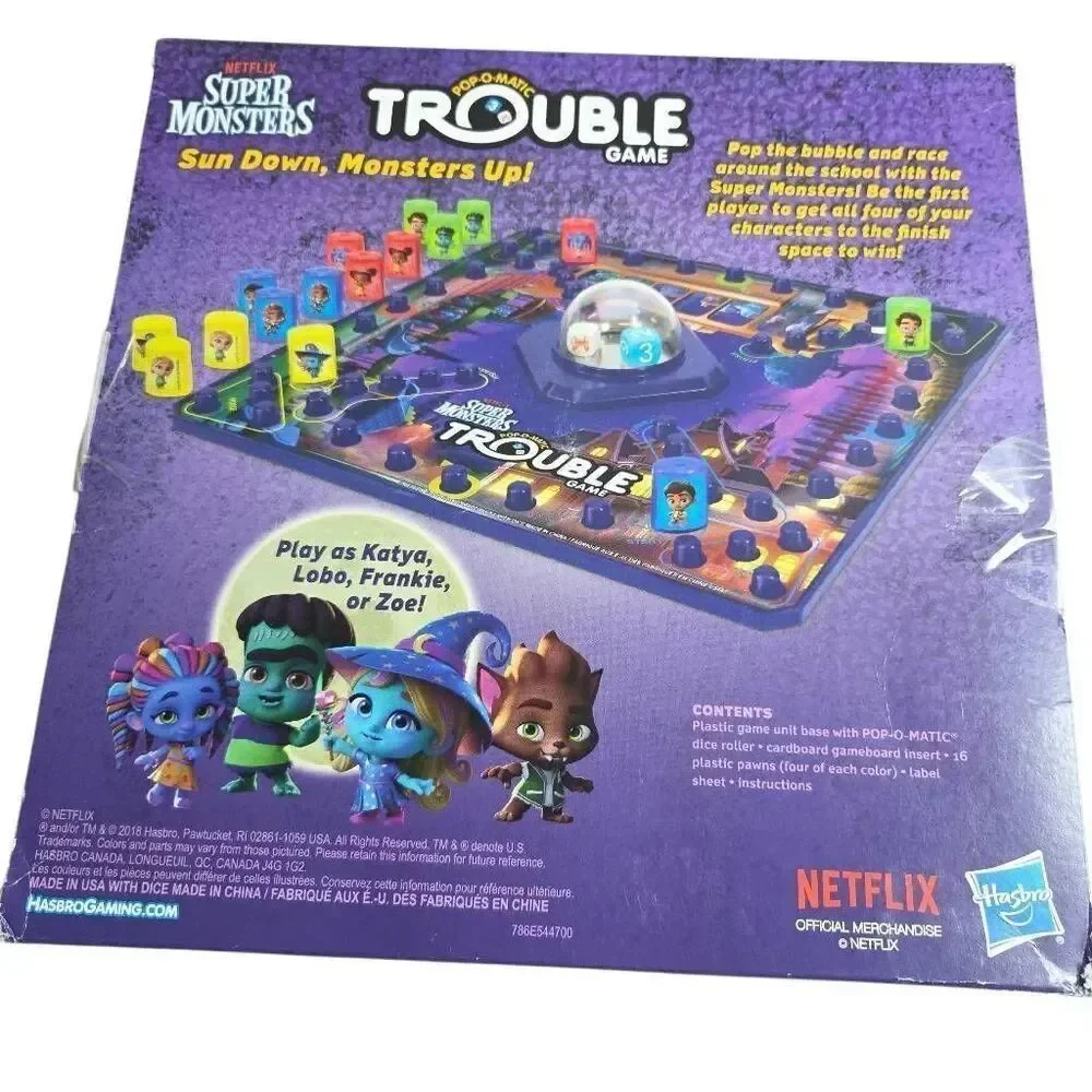 Pop-O-Matic Trouble Netflix Super Monsters Edition Game Hasbro Gaming Sealed